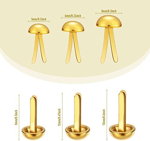 Hotop 500 Pcs Brad for Paper Crafts Metal Paper Fasteners, Golden