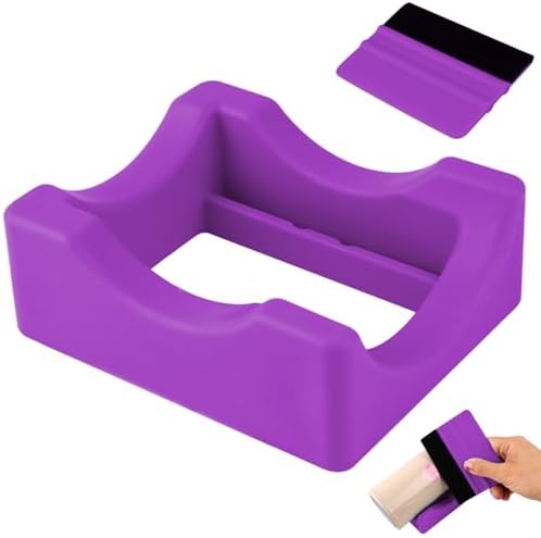 Silicone Cup Cradle for Tumblers,Tumbler Holder for Crafts with Built-in Slot and Felt Edge Squeegee,Small Cup Cradle Use to Apply Vinyl Decals,Anti-Skidding Tumbler Stand Cup Holder(Purple)