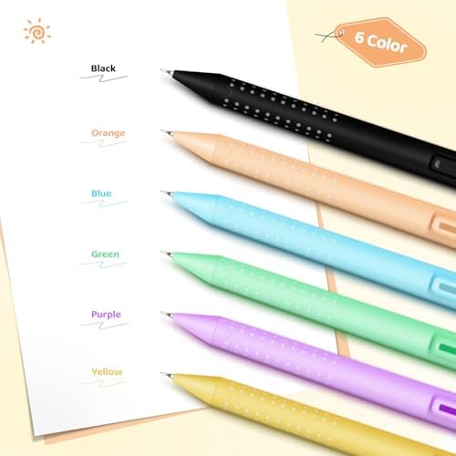 6 Pack Bible Journaling Gel Pens, 0.7mm Color Ink Retractable