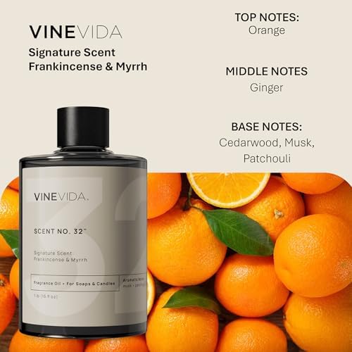 VINEVIDA [16oz] Frankincense & Myrrh Fragrance Oil for Candle Making and Soap Making - Premium Candle Scents for Soy Candles
