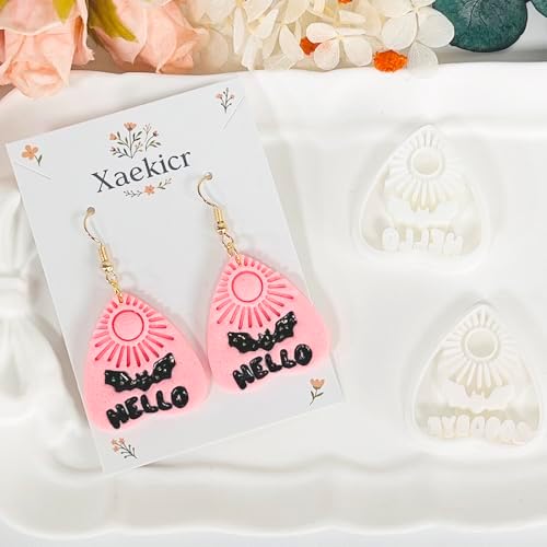 Xaekicr Halloween Clay Earring Cutters - Planchette Style Polymer Clay Cutters with Text & Bat Design, Clay Tools for DIY Jewelry Making