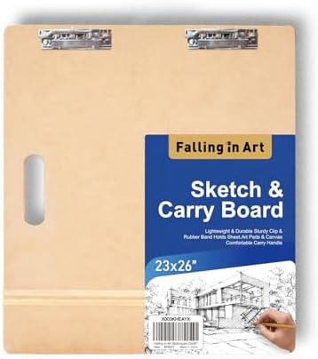 Falling in Art 23x26 Sketch Board with Sturdy Clip &Rubber Bands | Professional Art Drawing Board, Portable Artists Clipboard for Classroom, Studio Drawing, Outdoor Painting