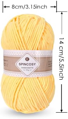 Skinny Chenille Yarn, 2 Pack of 50g/120 Yards Fluffy Soft Polyester Crochet Yarn Sutible for Colorful DIY Crafts Blankets Plush Dolls (Yellow)