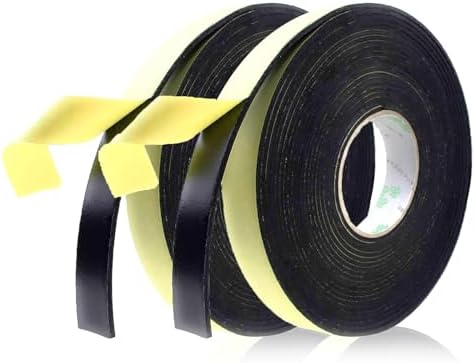 Foam Insulation Tape Adhesive High Density, Seal, Doors, Weatherstrip, Waterproof, Plumbing, HVAC, Windows, Pipes, Cooling, Air Conditioning, Weather Stripping, Craft Tape (66 Ft x 1/8" x 1")