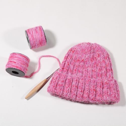 Artisanal Yarn Collection Multifiber Fancy Yarn for Knitting Crocheting Crafts DIY, Set of 3 Rolls(103 Berry Velvet Yarn)
