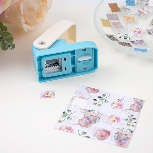 Mini Size Stamp Punch, 0.6x0.5 Inch MINI Postage Stamps Punch, Portable Lever Craft Hole Cutter Puncher, Stamp Shaped Paper Puncher, Paper Punches for Journaling Crafting DIY Scrapbooking Crafts
