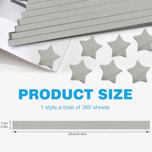 FoDau770 Solid Color Star Paper Strips - 360 Sheet, Grey