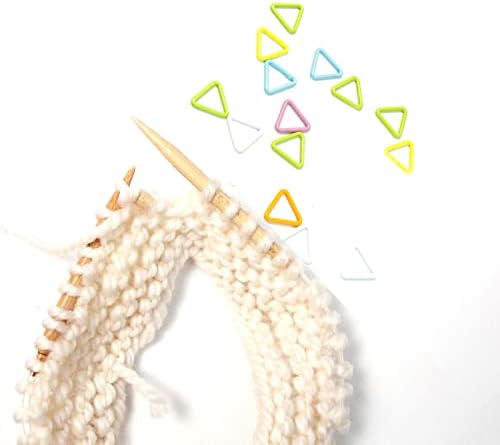 Hilsayum 60PCS Metal Stitch Markers Triangle-Shaped Ring Crochet Markers with Wooden Storage Box Knitting Tool for Sewing Weaving (Multicolored)