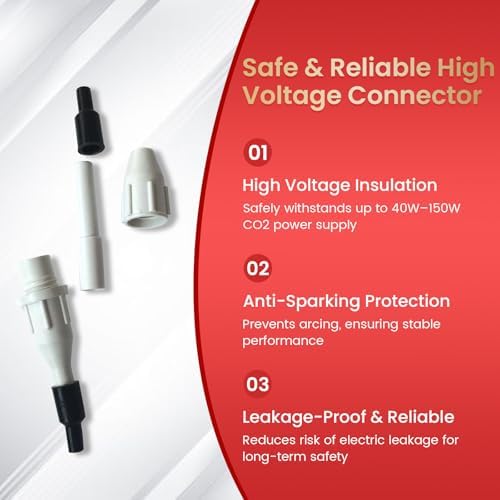 MCWlaser Set of 2 High Voltage Wire Connector Between CO2 Power Supply and CO2 Laser Tube for Laser Cutting Machine high Voltage Head