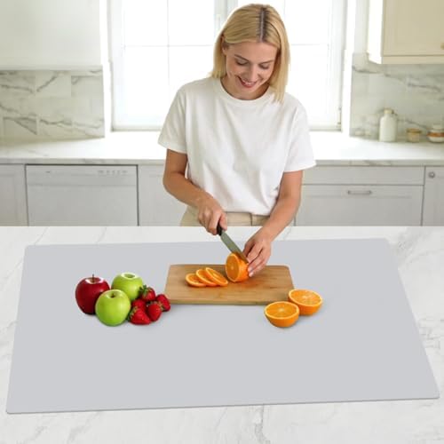 Extra Large Silicone Mat for Kitchen Counter 36" x 24" Silicone Table Mat for Resin Workbench Mat Heat Resistant Mat CoffeeBar Mat, Gray