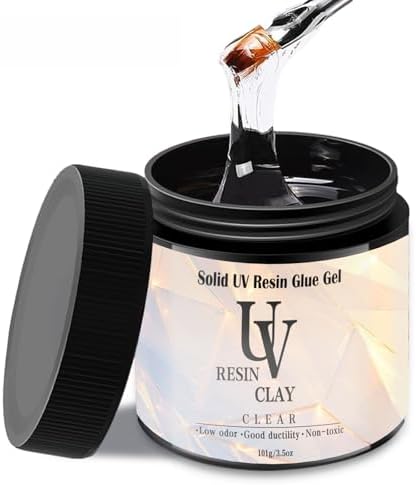 UV Clay Clear Polymer Resin for 3D Crafts, DIY Jewelry Making, Silicone Molds, UV Curing, Crystal Clear Casting, Miniature Art, and Handmade Resin Projects (3.5oz)