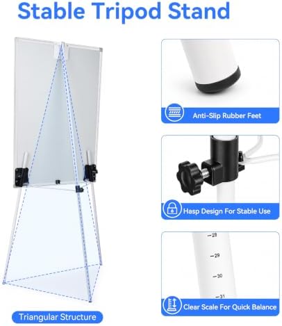 Maxtek Easel Whiteboard 36 x 24 in, Stand Tripod with Height Adjustable