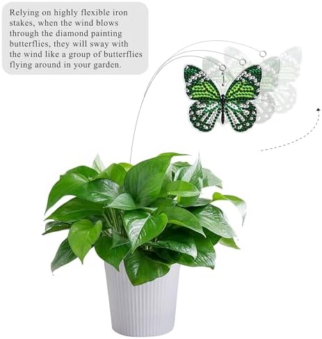 Vcekract 8Pcs Butterfly Diamond Art Garden Stakes for Adults