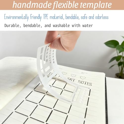 9 PCS Handmade Flexible Planner Templates for Bullet Journaling - Reusable Dot Grid & Calendar Layouts, Transparent Mylar for Planning, Drawing & DIY Crafts