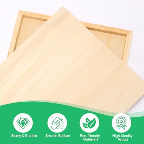 ESRICH 4x4 Inch Wood Panels, 9 Pack Square Craft Wood Canvas Boards, Blank Unfinished Wooden Art Board for DIY Art Creations Such as Painting, Acrylic Pouring, Resin, Burning, Collage, etc.