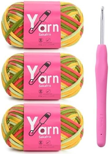 Crochet Yarn 150g/163.5yds Cotton Yarn for Crocheting - Crochet Knitting Yarns for Beginners with Easy-to-See Stitches - Yarn for Crocheting - Parfait Chunky Yarns -Cotton-Nylon Blend (A4)