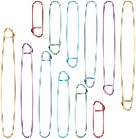 12PCS Knitting Stitch Holder, 6 Sizes Aluminum Yarn Stitch Holder, Colorful Stitch-Markers for Crocheting, Versatile Practical Knitting-Crochet Tools for Knitting, Sewing and Crocheting