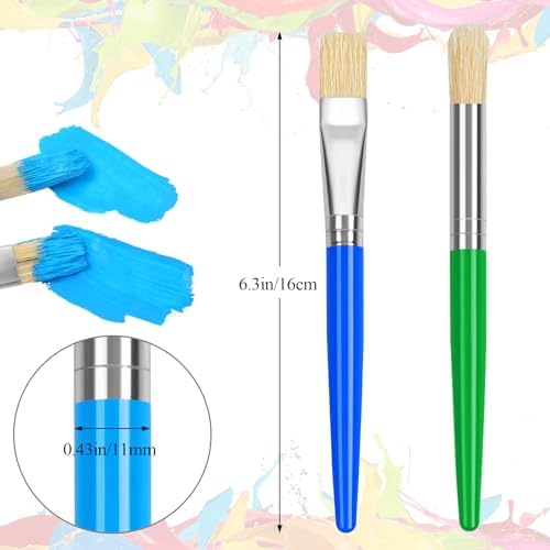 14 Pcs Paint Brushes for Kids, Round and Flat Kids Paint Brushes, Easy Hold and Clean Toddler Paint Brushes, Bristle Craft Paint Brushes for Acrylic Oil Watercolor Washable Paint