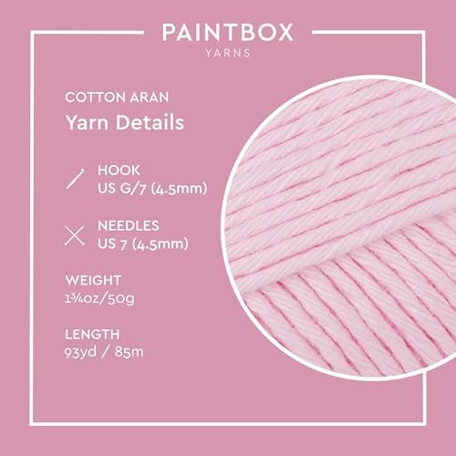 Paintbox Yarns 100% Cotton Aran Yarn 1.76oz / 50g, 93yds / 85m