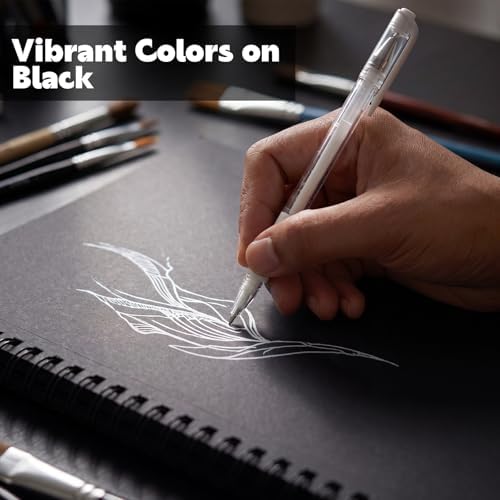 Black Paper Sketchbook, 7.6 × 10 in, 50 Sheets, Spiral Hardcover