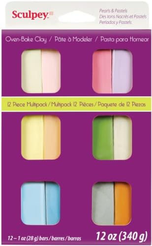 Sculpey III® 12 Pastel Colors of Polymer Oven-Bake Clay, Non Toxic 12 oz., Great for Modeling, Sculpting, Holiday, DIY & School Projects.Perfect for Kids & Beginners! | Polymer Clay, 12 Colors, 1 oz. Bars, Perfect for Jewelry, Home Decor, and General C...