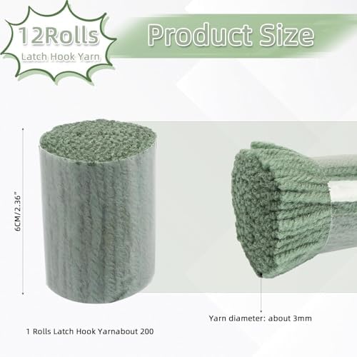 AKZYTUE 12 Rolls Latch Hook Yarn, Precut Rug Yarn for Latch Hook Kits, Crochet Yarn Bundles for Latch Hook Rug Making, DIY Tapestry Crafts for Adults & Beginners,Dark Teal