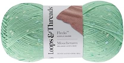 Loops & Threads Flecks Yarn - Yarn for Knitting, Crochet, Weaving, and Arts & Crafts - Green, Acrylic Blend, 6.53 oz