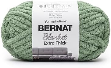 Bernat Blanket Extra Thick Chunky Yarn for Crocheting, Green Frost