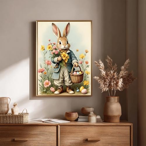 CRZMODE Easter Rabbit Paint by Numbers Kit for Adults, Easter Rabbit Paint by Numbers for Adults, Acrylic Painting Crafts for Home Decor Gift (16x20inch)