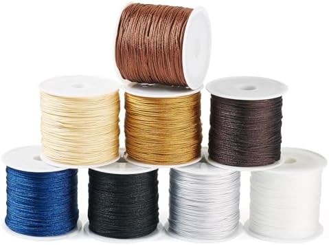 8 Rolls 0.8mm Nylon Beading String Friendship Bracelet String 400 Yards Macrame Nylon Cords Colorful Braided Thread Chinese Knotting Cord for Kumihimo Necklaces Tassels Jewelry Making
