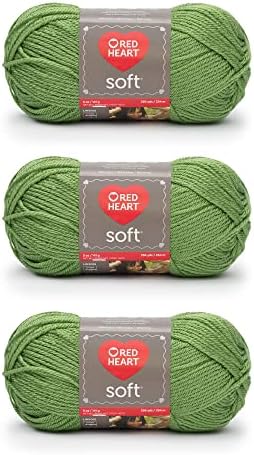 Red Heart Soft Yarn for Crocheting and Knitting, Guacamole, 3-Pack