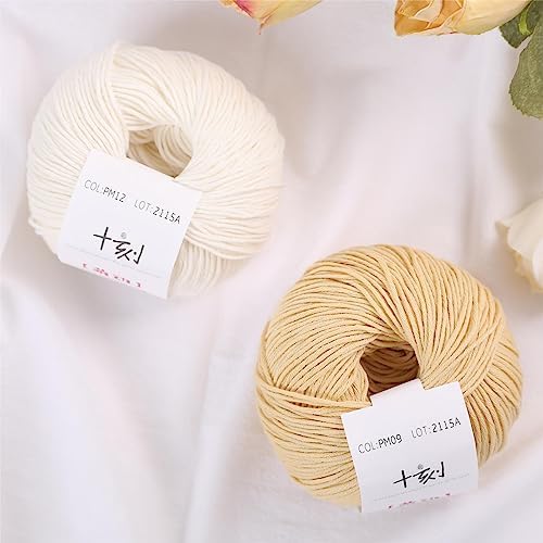 Fine Weight Knitted and Crocheted Cotton Yarn, 100% Long Staple Cotton Yarn, Baby Sports, 2 Packages of 100g/3.52oz (Per Skein 50g/162yards) - Cheese Yellow
