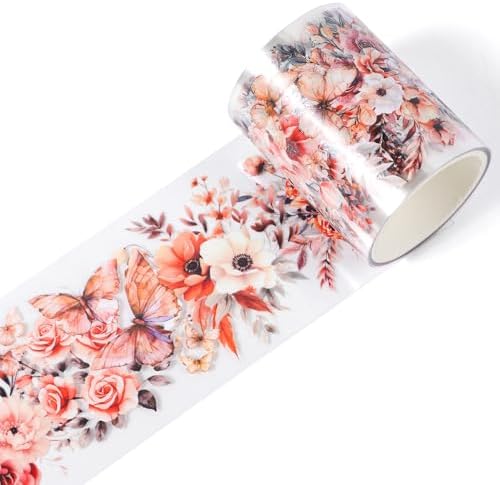 Sitsink PET Tape for Journal Scrapbooking - Vintage Flower Junk Journal PET Tape for Notebook Scrapbook Decor Crafts Card Photo Album Décor