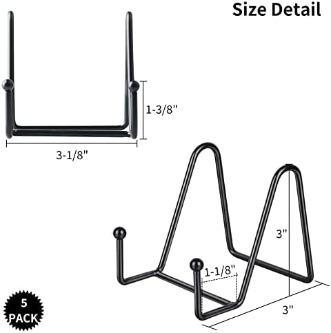 IBosins 5-Pack 3-Inch Small Plate Display Stands Black Metal Frame Stand
