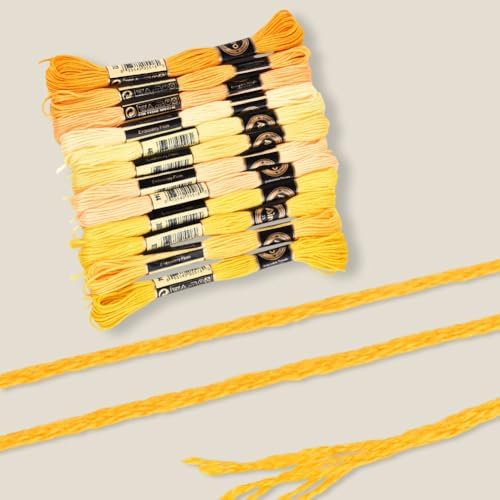 12 Skeins 6 Strands Yellow Embroidery Thread for Hand Sewing