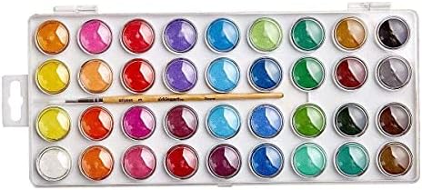 KINGART 511-36 W/Brush, Set of 36 Watercolor Paint Set, Assorted 36 Piece