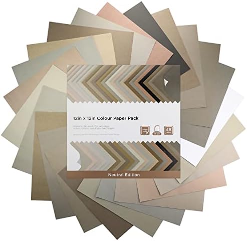 Livholic 48 Sheets 12x12 scrapbook paper Earth Tones Colored Card Stock Printer Paper Greys 120 gsm 32 lb Neutral Color for Cricut