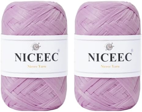 NICEEC 2 Skeins Soft Tape Yarn-Light Purple