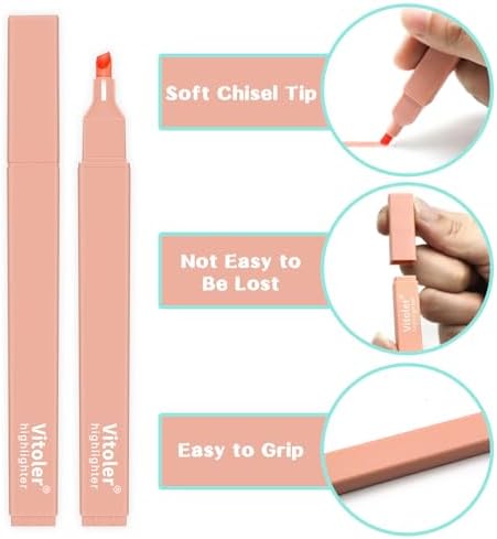 Vitoler Bible Highlighters,Aesthetic No Bleed Dry Fast,Chisel Tip,10Pcs | Assorted Color,Cute Pastel,high quality for bible study,books,journal,writing,school office