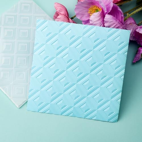 BAOFALI 3D Embossing Folder for Card Making,Rhombus Geometry Plastic Texture Fades Embossing Folder Template for Scrapbooking Cardstock Album DIY Decoration Paper Crafting 5.9x5.9inch