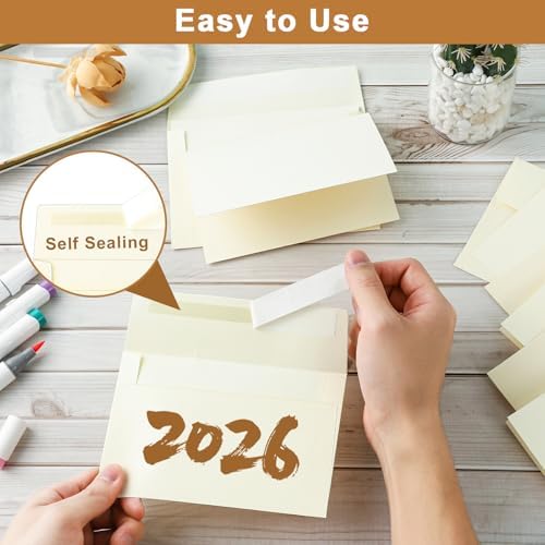 Silunkia 20 Packs Cream Blank Note Cards and Envelopes 5 x 7