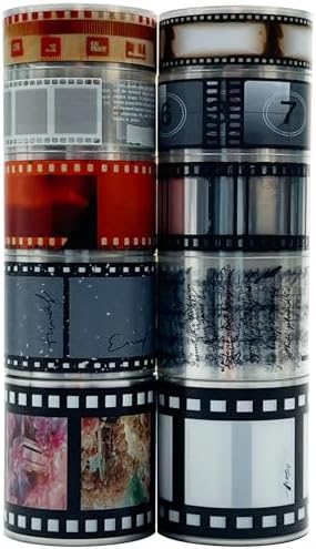 Vintage Film Washi Tape Set, Retro Camera Movie Strip Decorative Masking Tape for Scrapbooking Journaling DIY Crafts, Photography Gift Photo Albums Wrapping Adhesive Tape (10 Rolls)