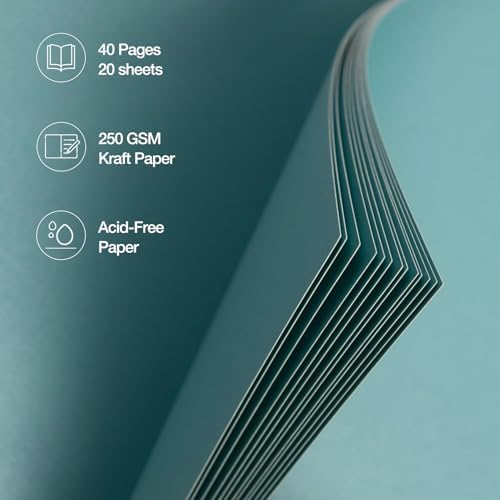potricher 8 x 8 Inch DIY Scrapbook Album 40 Pages with Kraft Paper, Blue | Thick Kraft Paper Scrap Book Photo Albums, Memory Book for Wedding, Anniversary, Baby, Family, Travel, DIY Projects