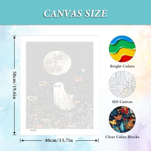 Tabszca Ghost and Flower Paint by Numbers Kit for Adults 16 X 20 Inch