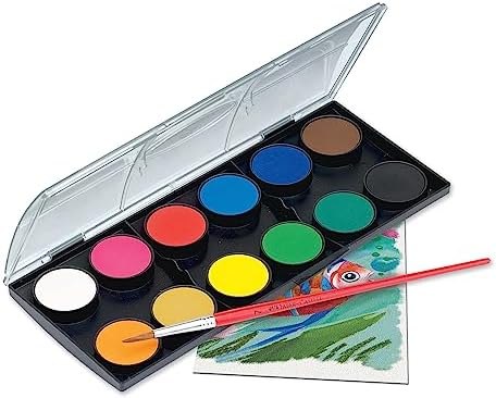 Faber-Castell Watercolor Paint Set | 12 Washable Watercolor Paints & Paintbrush | Kids Art Supplies for Painting, Mixing Colors, School Projects & Creative Expression (Ages 3+)