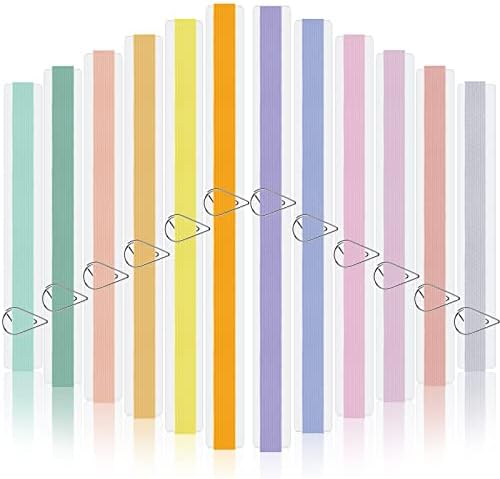 Taobary 42 Pcs Elastic Bookmarks Set with Paper Clips, Cute Color