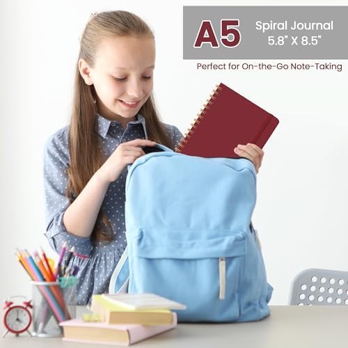 Lined Spiral Journal Notebook, A5 College Ruled Notebook for Note-Taking