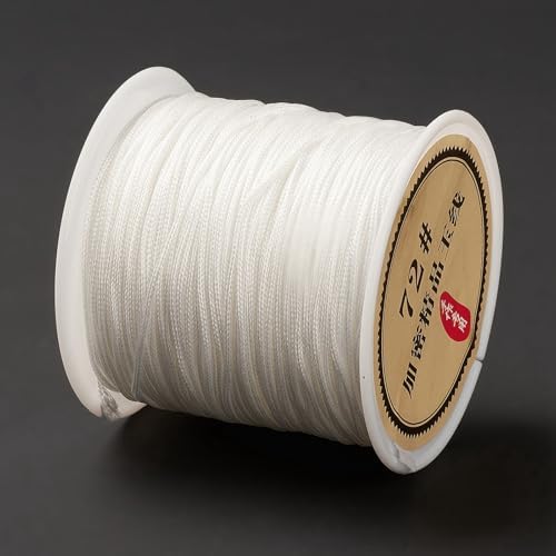 43 Yards Nylon String Friendship Bracelets String 0.8mm Nylon Beading Thread Braided Chinese Knotting Cord Macrame Cords for Kumihimo Necklaces Tassels Jewelry Crafts (White)