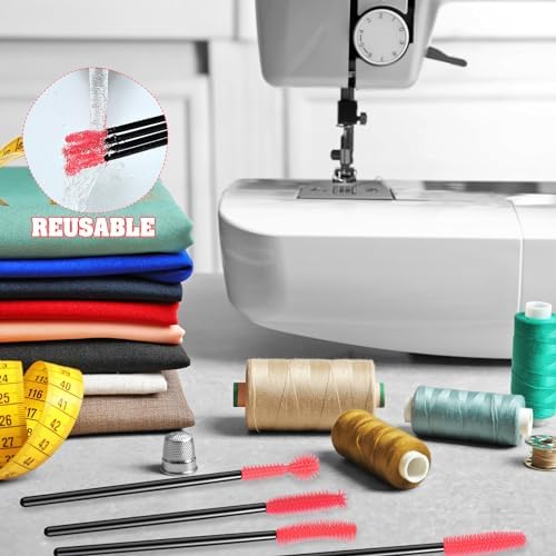 20 Pcs Sewing Machine Cleaning Brushes Reusable Silicone Cleaner,Black, Bright Pink