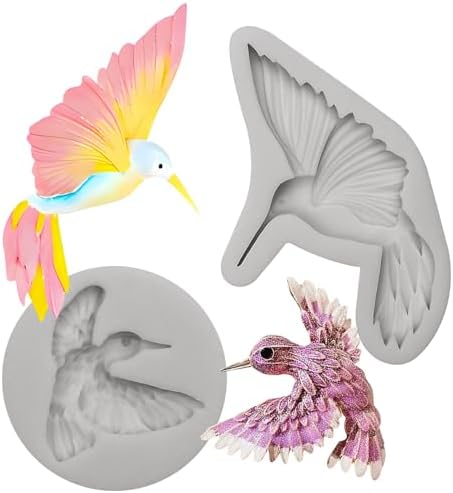 Hummingbird Silicone Molds for Crafts, 2 Pieces, Bird Clay Resin Molds for Gypsum Chocolate Candy